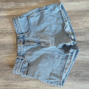 Frank & Oak High Rise Light Wash Shorts